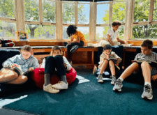 Ethical Culture Fieldston School 5th Graders read in the library.
