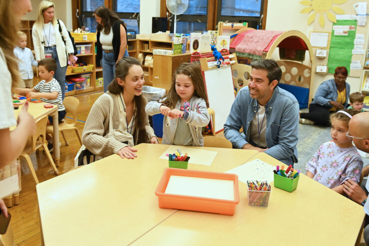 Ethical Culture students and families on the first day of school.