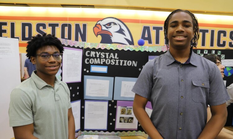 ECFS students pose with science project