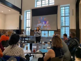 Dr. Claudia Ramirez Wiederman from the Shoah Foundation leads professional development for our faculty in February, 2020.